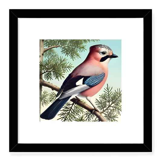 Eurasian Jay in Cedar Tree Framed Giclée Print