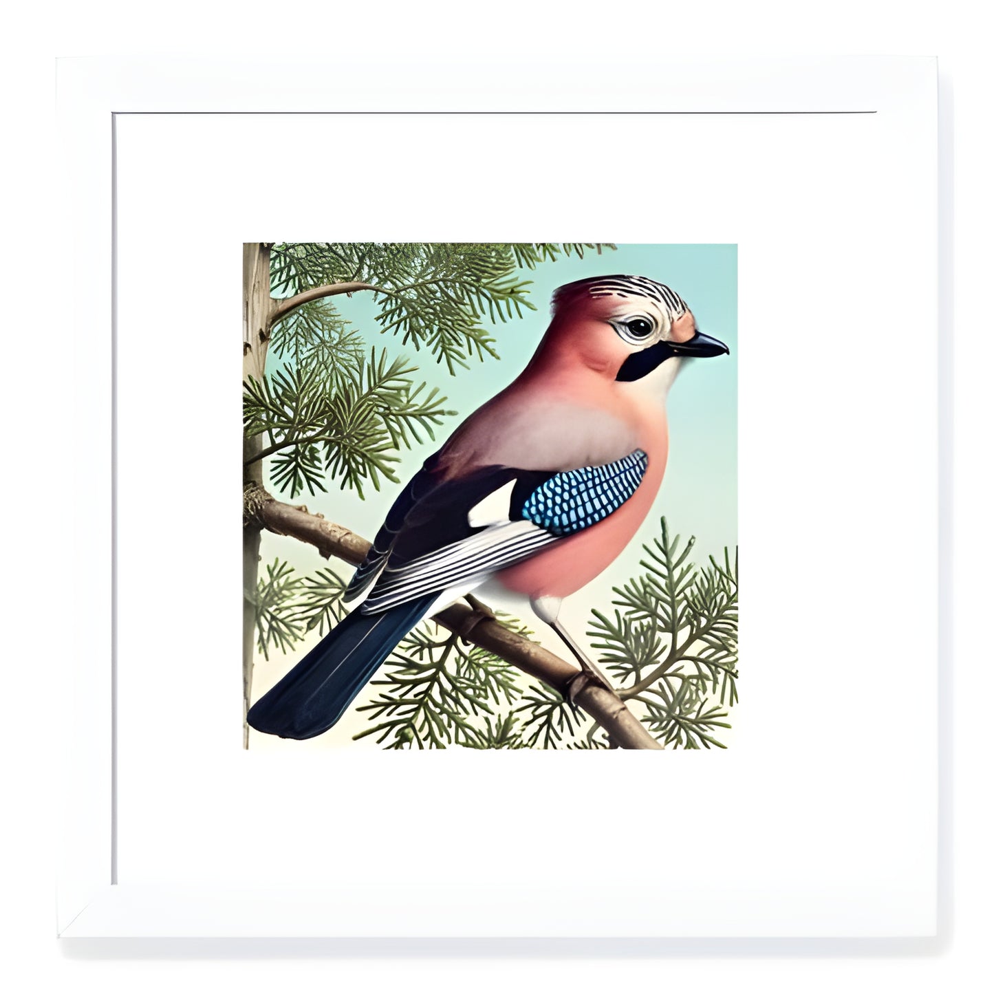 Eurasian Jay in Cedar Tree Framed Giclée Print