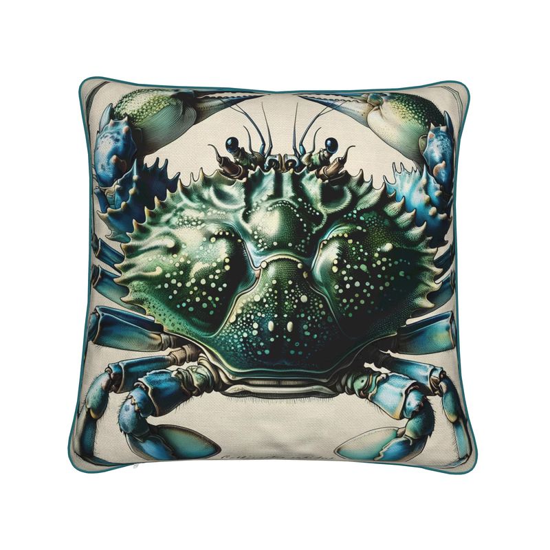 Maryland Blue Crab Cotton Linen Throw Pillow