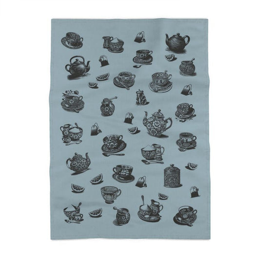 English Tea French Blue Cotton-Linen Tea Towel