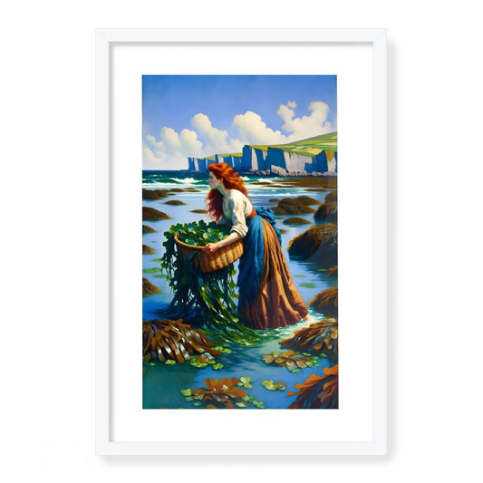 Woman Gathering Seaweed Framed Giclée Print