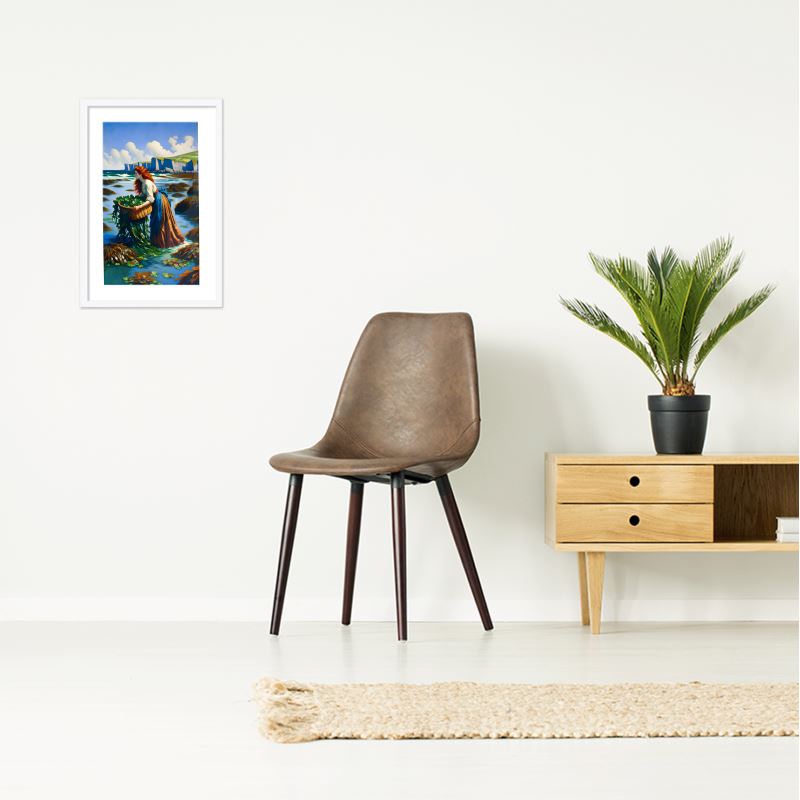 Woman Gathering Seaweed Framed Giclée Print