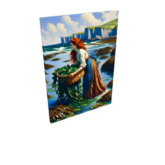 Woman Gathering Seaweed Canvas Print