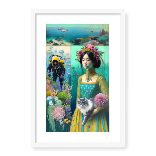 Haenyeo Grandaughter Collage Framed Giclée Print