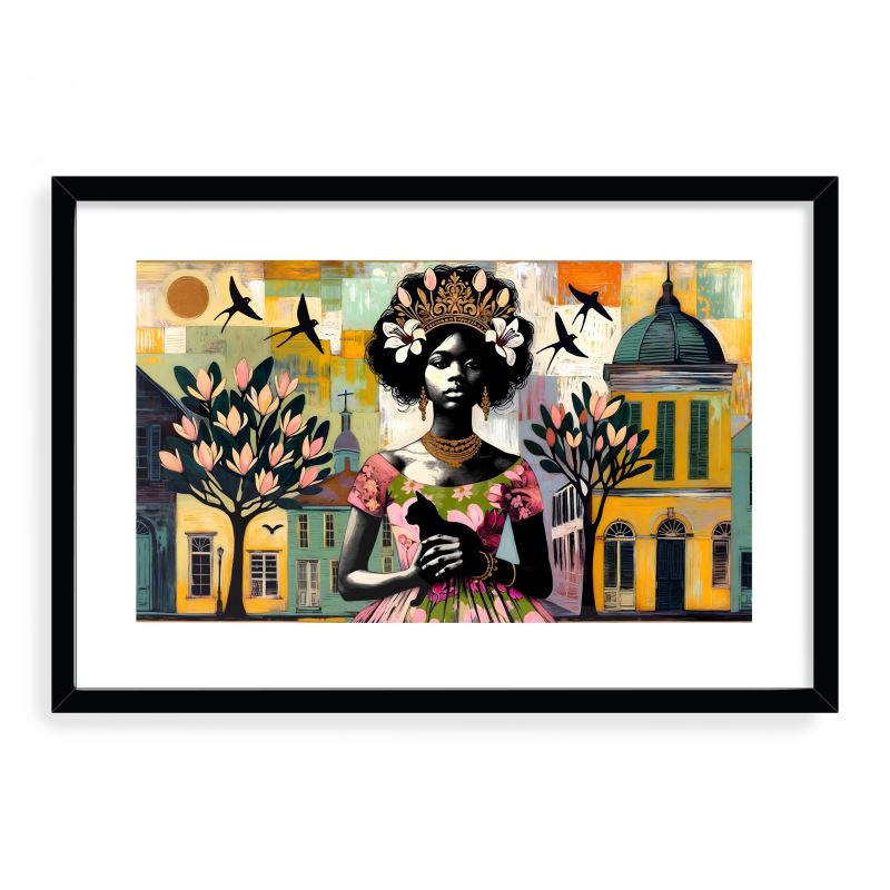 Swallows Woman Collage Framed Giclée Print