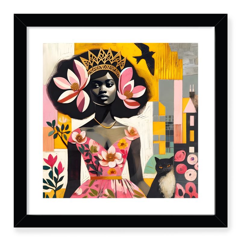 Magnolia Woman Collage Framed Giclée Print