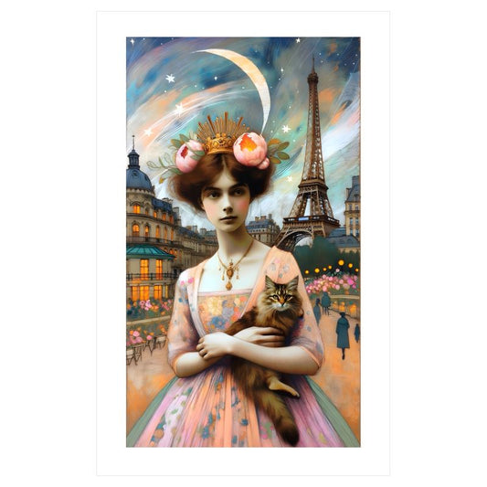 Parisian Woman Twilight Collage Giclée Print