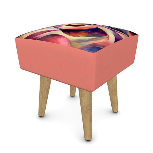 Cubist Peach Ottoman Footstool