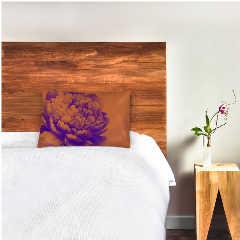 Luxurious Peony Botanical Violet Pumpkin 100% Silk Pillowcase