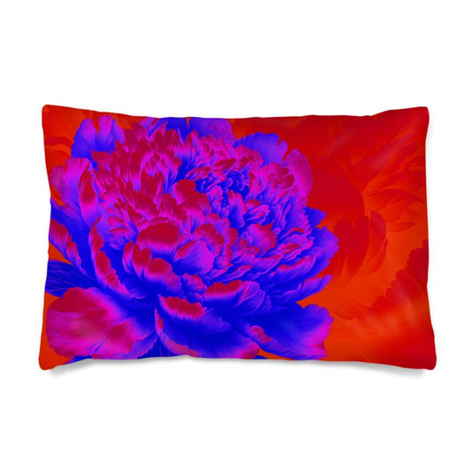 Luxurious Peony Botanical Blue & Red 100% Silk Pillowcase