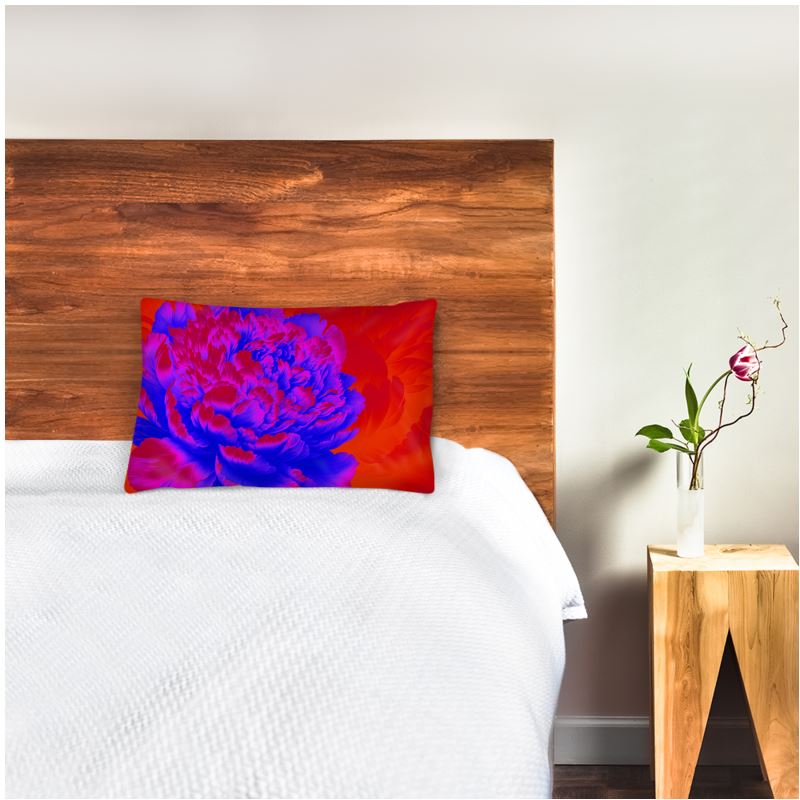 Luxurious Peony Botanical Blue & Red 100% Silk Pillowcase