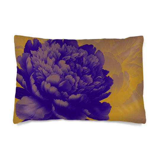 Luxurious Peony Botanical Eggplant & Mustard 100% Silk Pillowcase