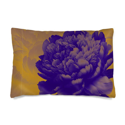 Luxurious Peony Botanical Eggplant & Mustard 100% Silk Pillowcase