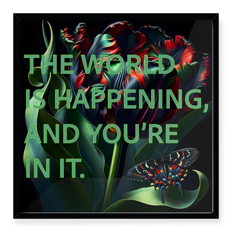 Black Parrot Tulip ‘The World is Happening’ Framed Giclée Print