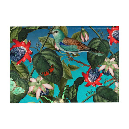 Eurasian Roller in Passionflowers 100% Linen Luxury Placemat