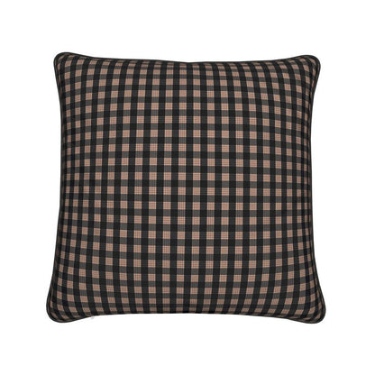 Traditional Hawaiian black and peach palaka print cotton linen pillow back