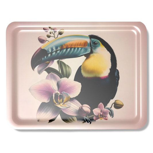 Plate-Billed Mountain Toucan and Orchid Serving Tray