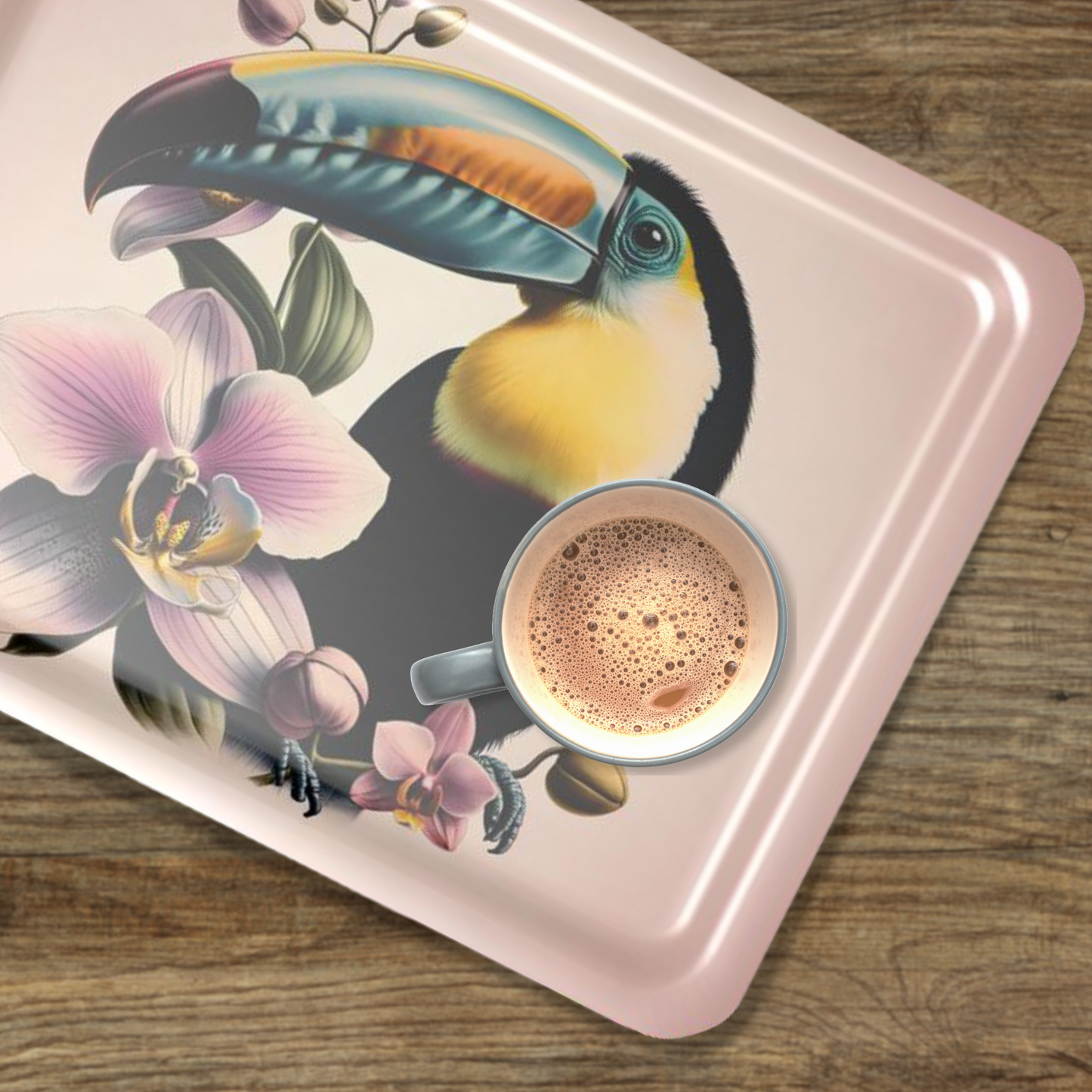 Plate-Billed Mountain Toucan and Orchid Serving Tray