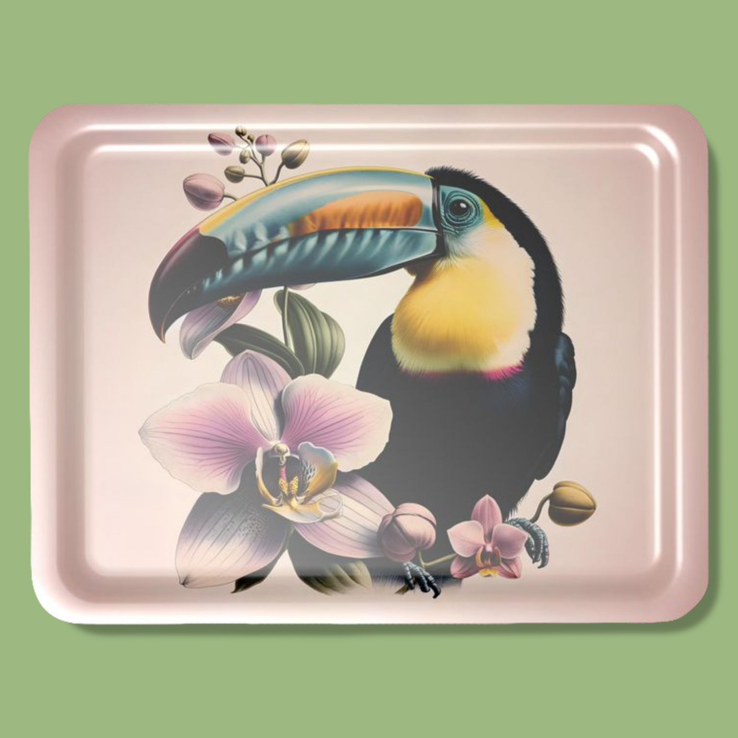 Plate-Billed Mountain Toucan and Orchid Serving Tray